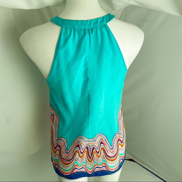 Lilly Pulitzer Rogan aqua multicolor top in Shorely Blue M - Picture 4 of 9